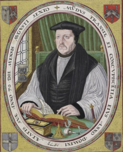 Portrait of Matthew Parker, CCCC MS 582, back inside cover